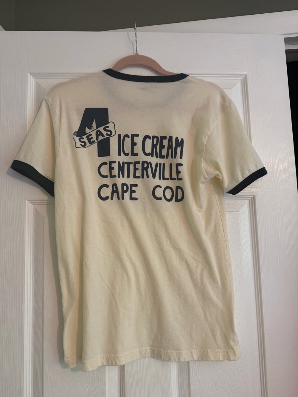 Four Seas Cape Cod Ice Cream Ringer Tee - Cream with Navy blue Trim - Picture 2 of 2
